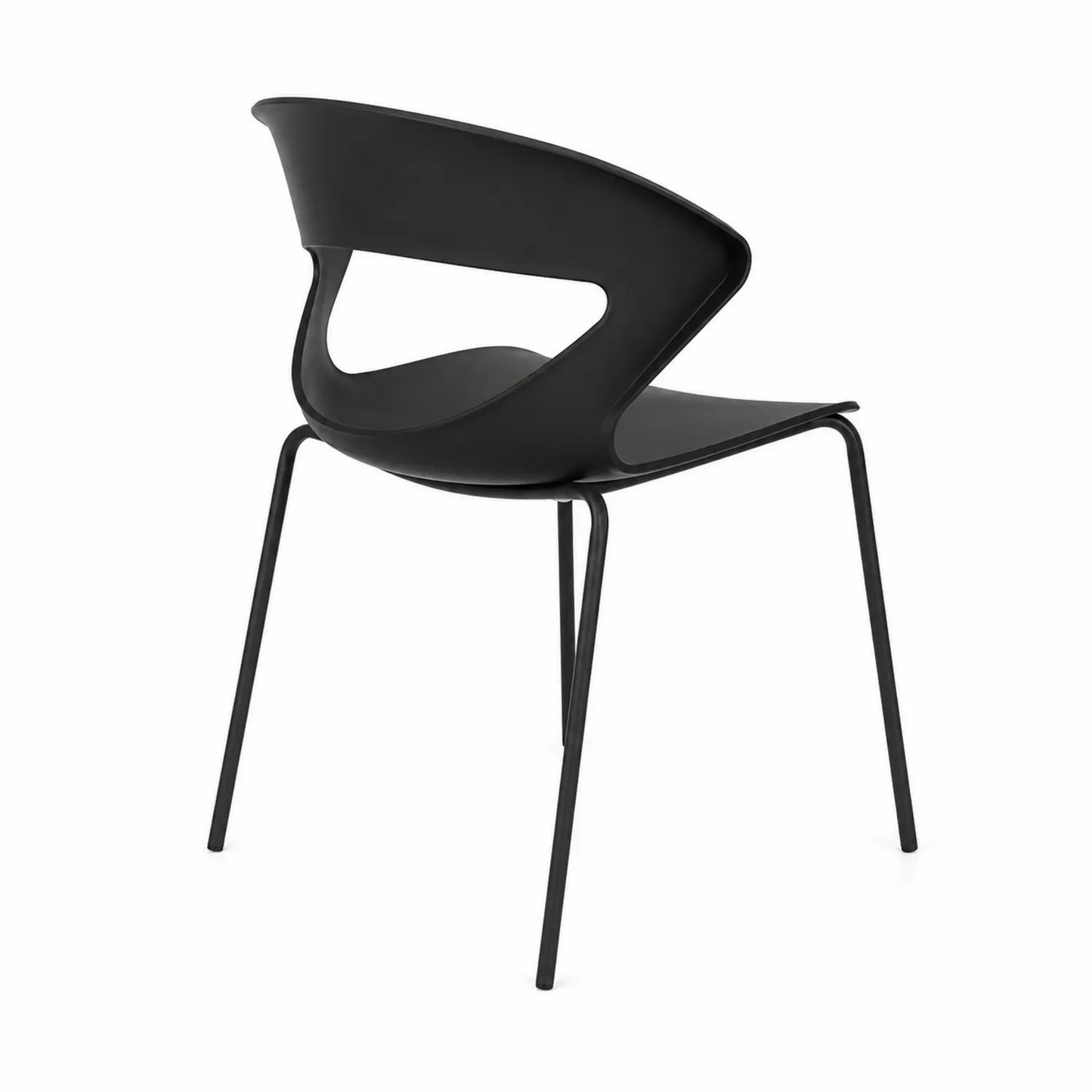 Chaise en plastique et métal noire, hauteur 80 cm