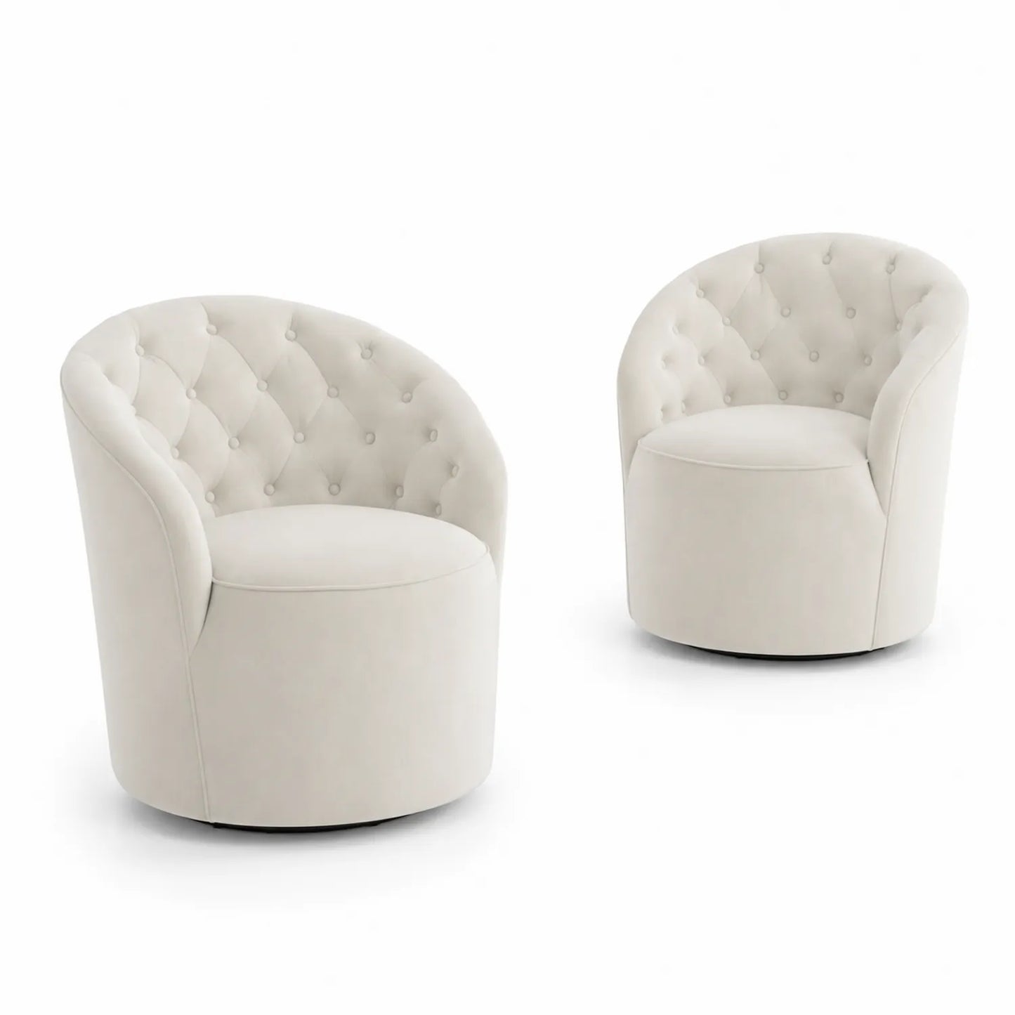 Paire de Fauteuils Pivotants en Velours Beige