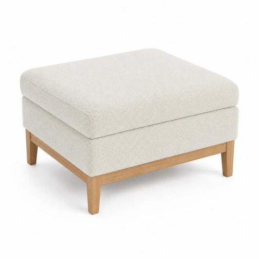 Pouf en tissu avec pieds en bois