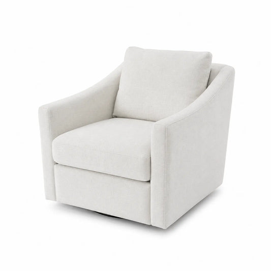 Fauteuil en tissu écru pivotant 75x85x90 cm
