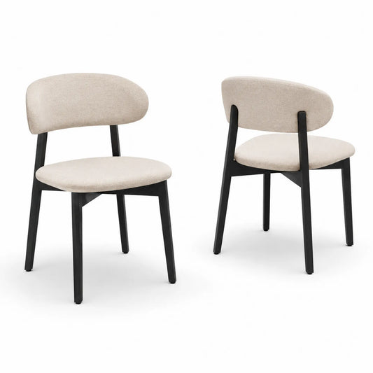 Chaises en tissu Beige cadre en bois Noir (Lot de 2)