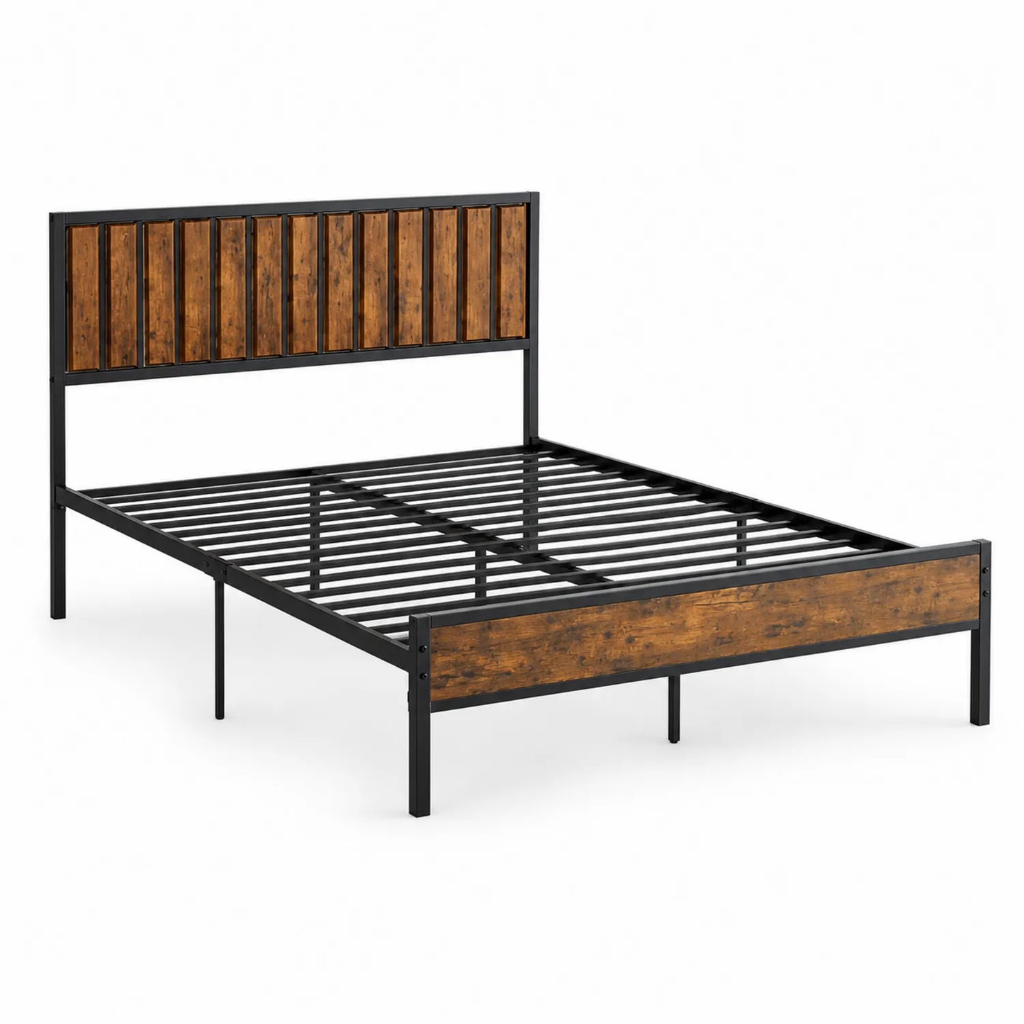 Lit double en métal et bois 200x140 cm