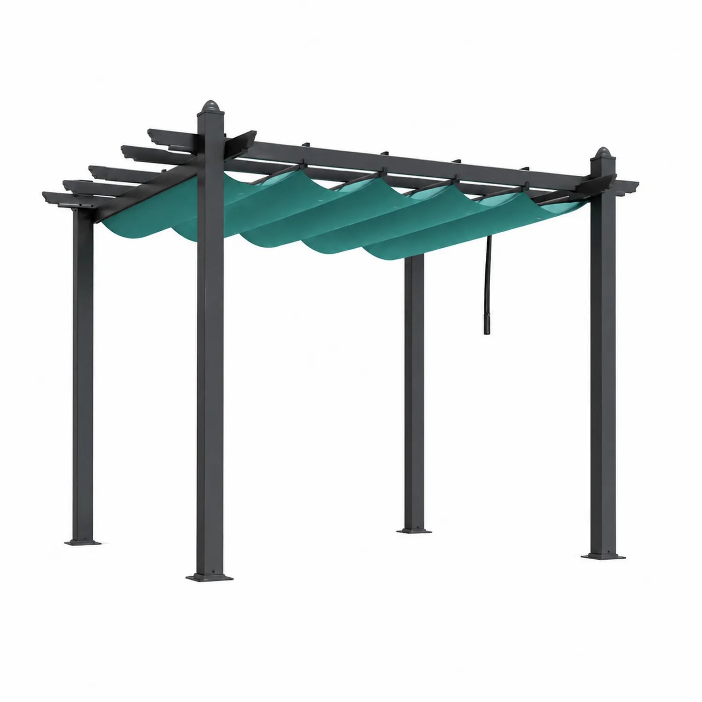Pergola en métal avec toile rétractable 3x3m Vert/Noir