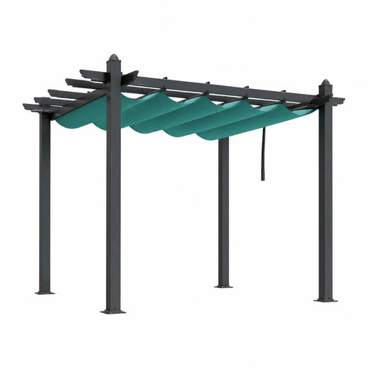 Pergola en métal avec toile rétractable 3x3m Vert/Noir