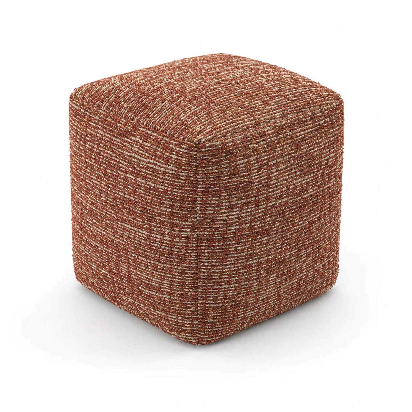 Tabouret cube en tissu marron 40cm
