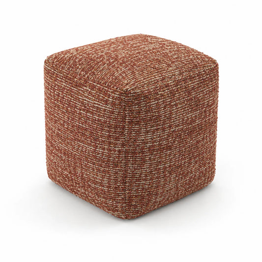 Tabouret cube en tissu marron 40cm