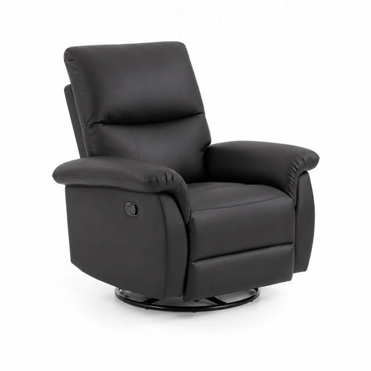 Fauteuil Relax Pivotant Réglable en Cuir Synthétique Noir